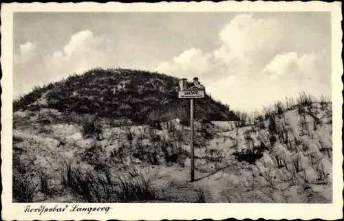 Ak Nordseebad Langeoog Ostfriesland, Dünen, Wegweiser zum WC