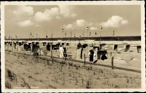 Ak Nordseebad Langeoog Ostfriesland, Strand, Fahnen