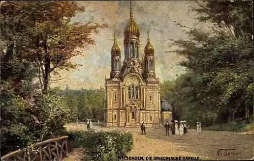 Künstler Ak Beraud, N., Wiesbaden, Griechische Kapelle