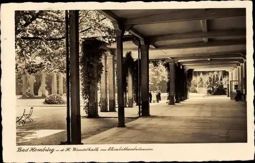 Ak Bad Homburg vor der Höhe Hessen, Wandelhalle, Elisabethenbrunnen