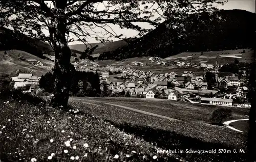 Ak Mitteltal Baiersbronn im Schwarzwald, Blick zum Ort