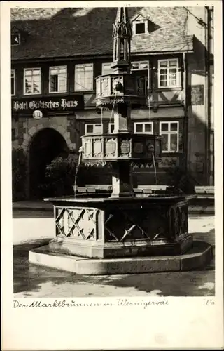 Ak Wernigerode im Harz, Marktbrunnen