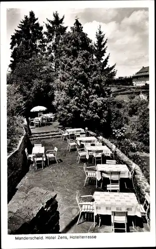 Ak Manderscheid in der Eifel Rheinland Pfalz, Hotel Zens, Terrasse