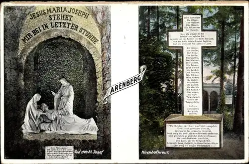 Ak Arenberg Koblenz am Rhein, Tod des heiligen Josef, Kirchhofkreuz