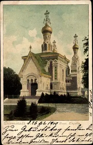 Ak Darmstadt in Hessen, Russische Kapelle