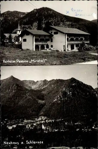 Ak Neuhaus Schliersee in Oberbayern, Kurheim Pension Mirabell, Panorama