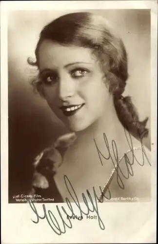 Ak Schauspielerin Evelyn Holt, Portrait, Autogramm