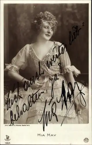 Ak Schauspielerin Mia May, Portrait, Autogramm