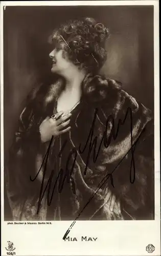 Ak Schauspielerin Mia May, Portrait, Profilansicht, RPH 105/1, Autogramm