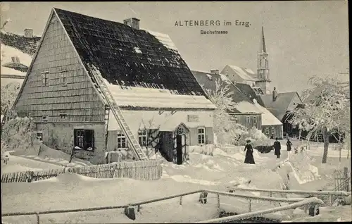Ak Altenberg im Erzgebirge, Bachstraße, Winter