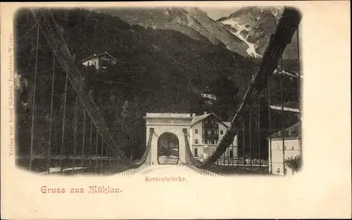 Ak Mühlau Innsbruck in Tirol, Kettenbrücke