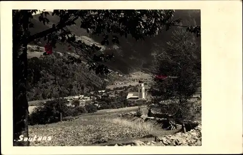 Foto Ak Sautens im Ötztal Tirol, Ortsansicht, Turm