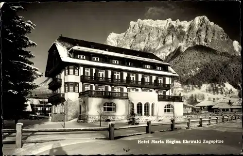 Ak Ehrwald Tirol Österreich, Hotel Maria Regina, Zugspitze, Winter