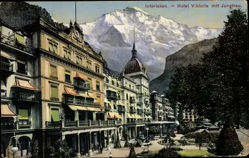 Ak Interlaken Kanton Bern Schweiz, Hotel Viktoria mit Jungfrau