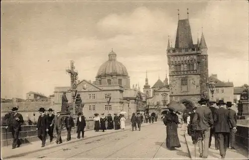 Ak Praha Prag Tschechien, Partie auf der Brücke