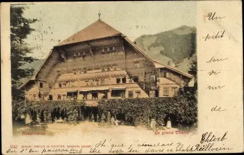 Ak Rossinière Kanton Waadt, Blick auf großes Chalet
