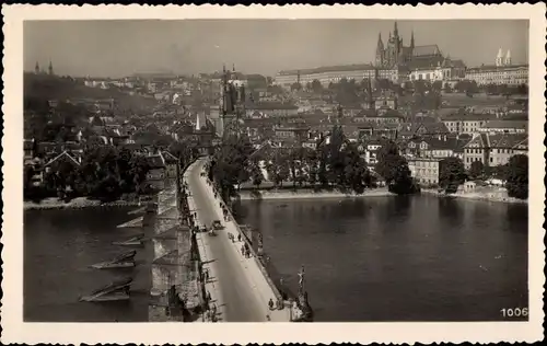 Ak Praha Prag Tschechien, Karlsbrücke und Hradschin