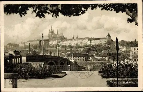 Ak Praha Prag Tschechien, Mánes Brücke und Hradschin