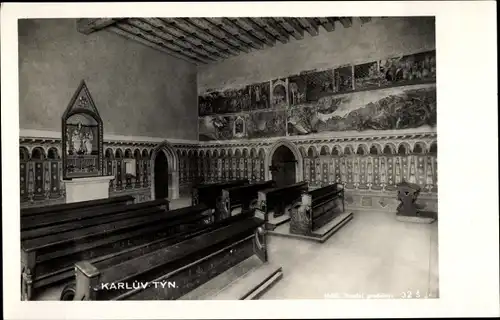 Foto Ak Karlštejn Karlstein Mittelböhmen, Karlův Týn, Burg Karlstein, Innenansicht Kapelle, Wandbild