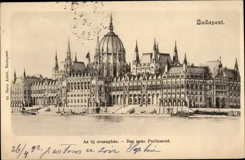 Ak Budapest Ungarn, Neues Parlament