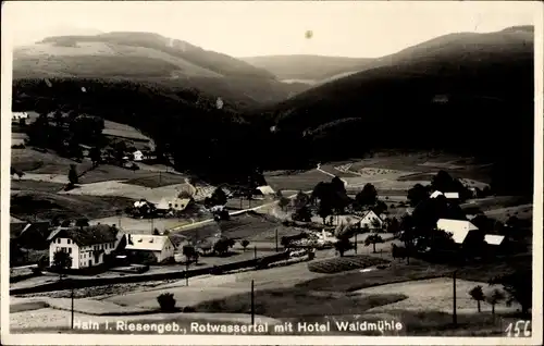 Ak Przesieka Hain Podgórzyn Giersdorf Riesengebirge Schlesien, Hotel Waldmühle, Rotwassertal
