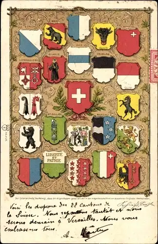 Wappen Litho Schweiz, Kantonswappen