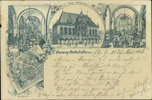 Litho Hansestadt Bremen, Rathaus, Ratskeller, Innenansicht