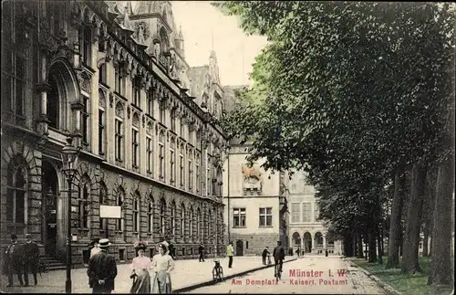 Ak Münster in Westfalen, Domplatz, Kaiserliches Postamt