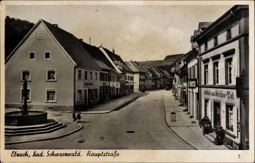 Ak Elzach badischer Schwarzwald, Blick in die Hauptstraße, Brunnen, Gasthof zum Hirschen