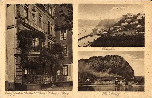 Ak St. Goar am Rhein, Burg Rheinfels, Loreley, Zum Jägerhaus