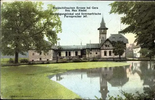 Ak Ernsee Gera in Thüringen, Waldschlösschen Ernsee