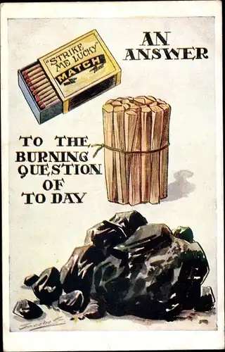 Künstler Ak Reklame, Streichhölzer, Kohle