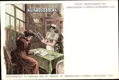 Ak Warendorfs Familie Kalender 1901, Frauen