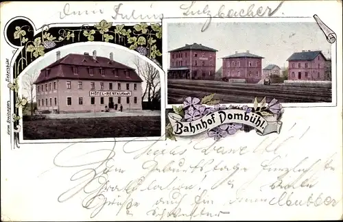 Ak Dombühl in Mittelfranken, Bahnhof Gleisseite, Hotel, Restaurant