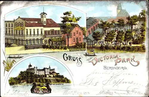 Litho Bernburg an der Saale, Gastwirtschaft Victoriapark, Schloss