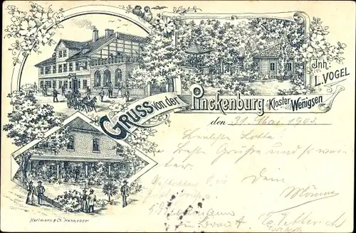 Litho Wennigsen am Deister, Gasthaus Pinckenburg, Kloster Wennigsen