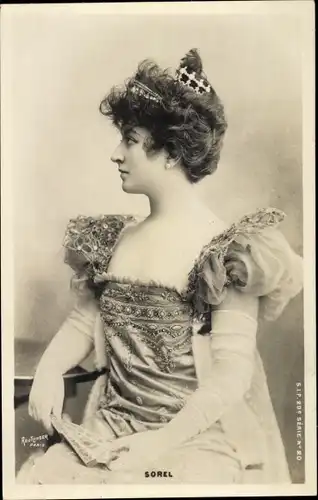 Ak Schauspielerin Sorel, Seitenportrait