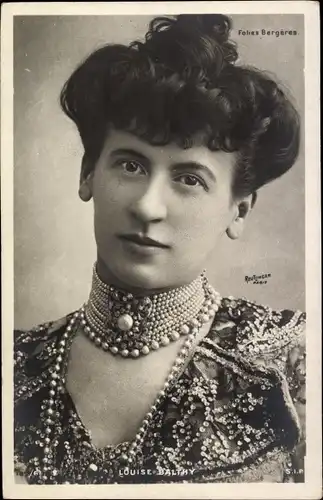 Ak Schauspielerin Louise Balthy, Portrait, Reutlinger, Folies Bergeres