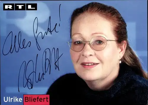 Ak Schauspielerin Ulrike Bliefert, Portrait, Autogramm, RTL-Fernsehen