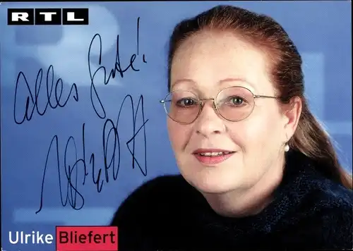 Ak Schauspielerin Ulrike Bliefert, Portrait, Autogramm, RTL-Fernsehen