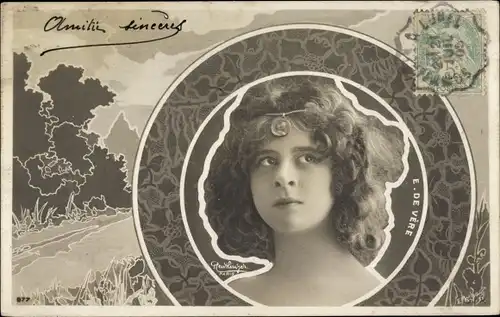 Passepartout Ak Schauspielerin E. De Vère, Portrait