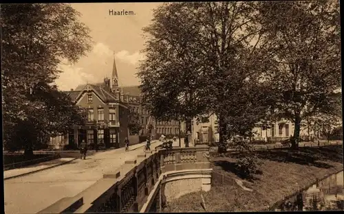 Ak Haarlem Nordholland Niederlande, Brücke, Gebäude