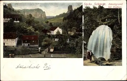 Ak Rathen an der Elbe Sächsische Schweiz, Amselgrund