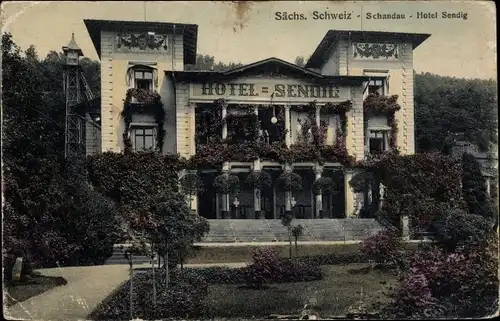 Ak Bad Schandau Sächsische Schweiz, Hotel Sendig