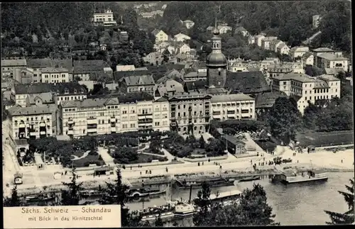 Ak Bad Schandau an der Elbe, Elbufer, Kirnitztal