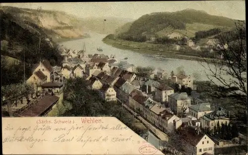Ak Wehlen an der Elbe Sächsische Schweiz, Totalansicht