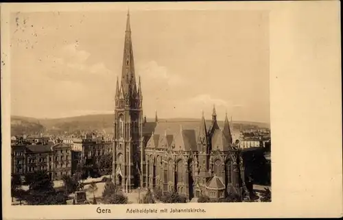 Ak Gera in Thüringen, Adelheidplatz, St. Johannis-Kirche
