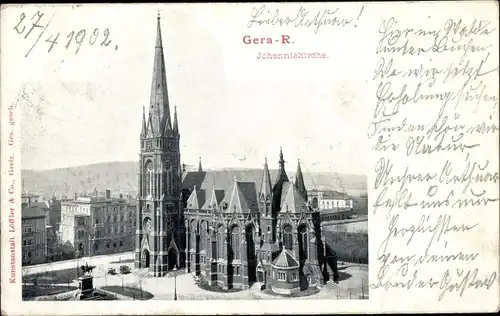 Ak Gera in Thüringen, Adelheidplatz, St. Johannis-Kirche