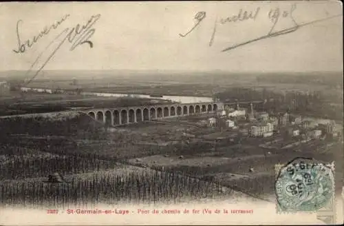 Postkarte Saint Germain en Laye Yvelines, Eisenbahnbrücke