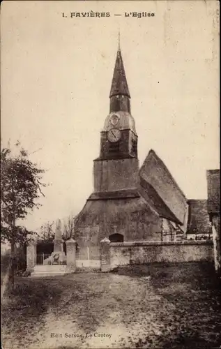 Ak Favières Somme, Kirche